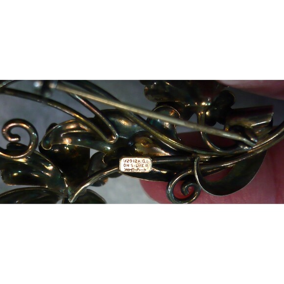 Vintage Signed Carl Art Sterling 1/20 12K GF Gold Filled Floral Brooch Pin 2.25" - Picture 3 of 5